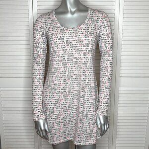 Victoria’s Secret White Logo & Star Print Long Sleeve Nightshirt Sleep Shirt XS